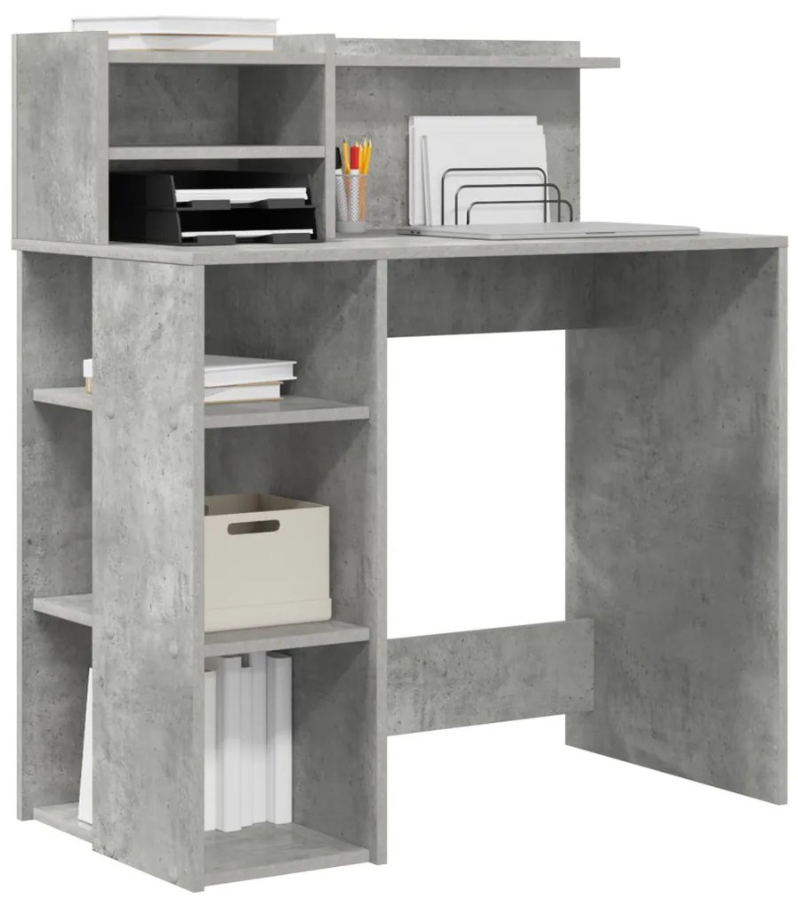 Íróasztal tárolóval Beton szürke 90 x 48 x 101.5 cm Faanyag