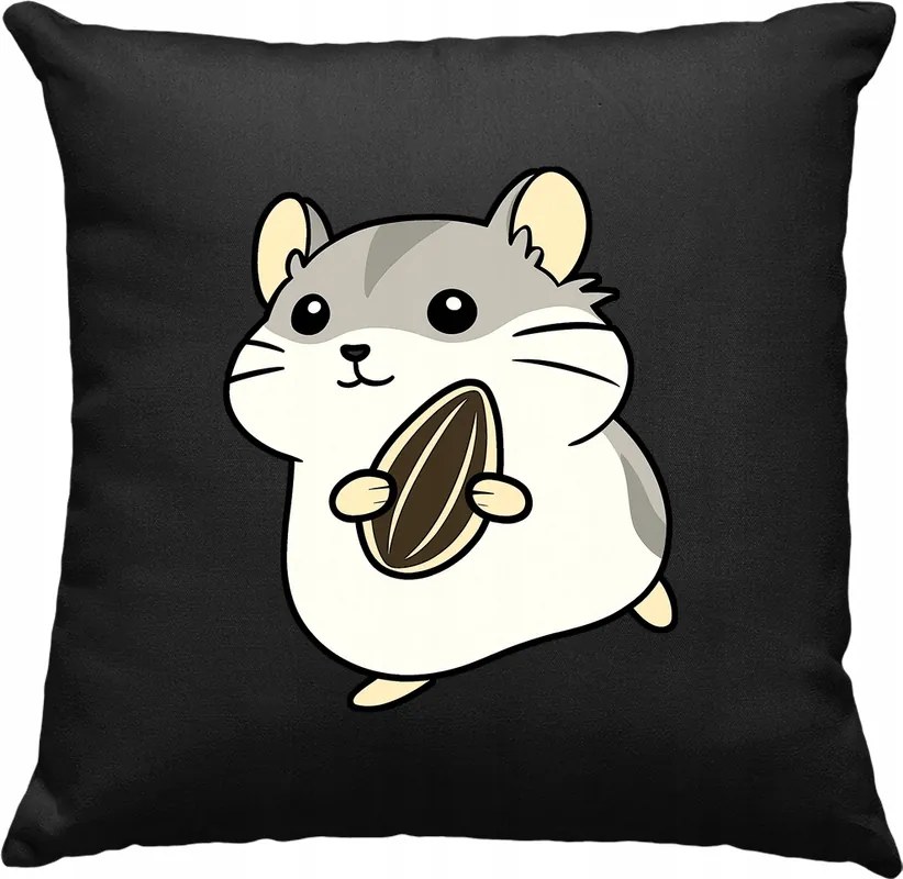 Aranyos hörcsög párna maggal, fekete