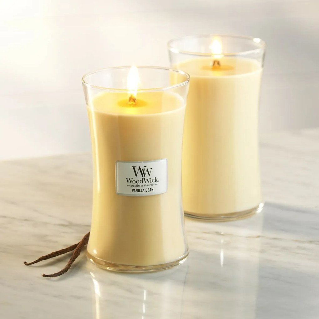 WoodWick Illatosító gyertya nagy váza VanillaBean, 609 g