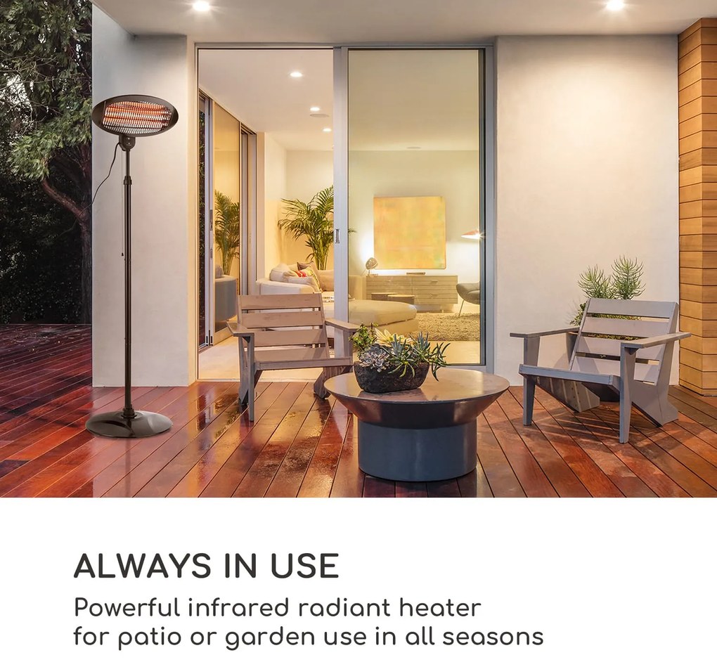 Blumfeldt Hot Roddy, hősugárzó, infravörös lámpa, szilícium-dioxid, 3 fűtési fokozat, 2000 W