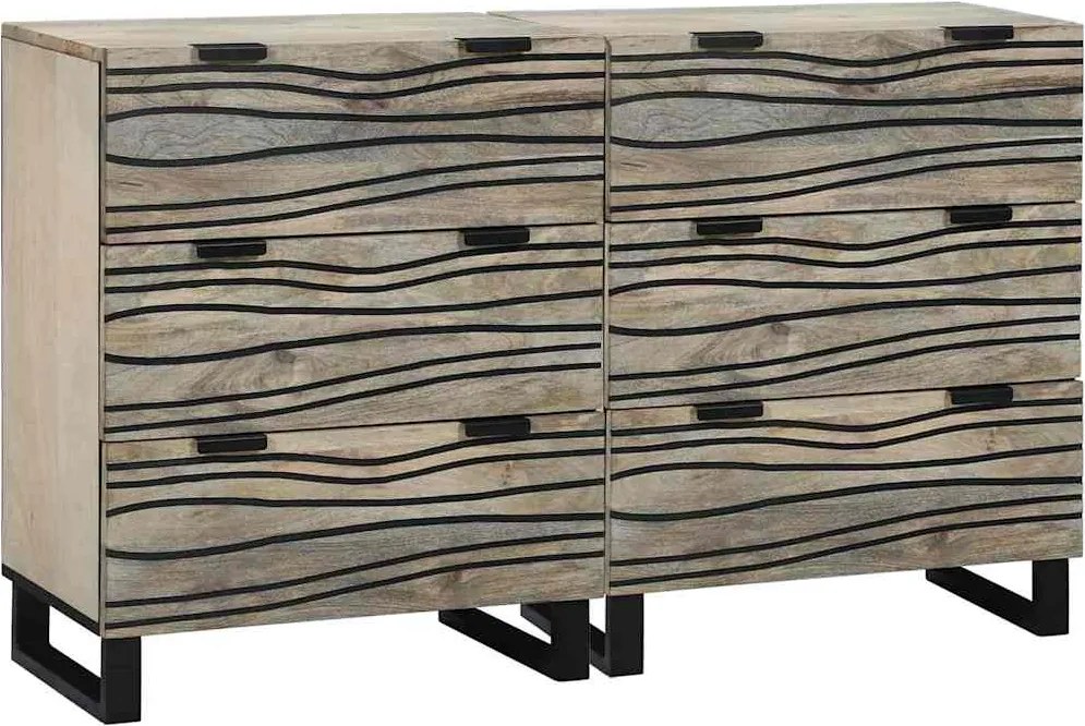 vidaXL Tálalószekrény készlet fiókkal 2 pcs Fehér 60 x 33,5 x 75 cm