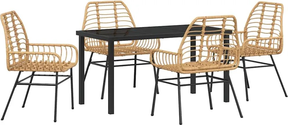 vidaXL Kert étkező szett 5 pcs Barna polirattan