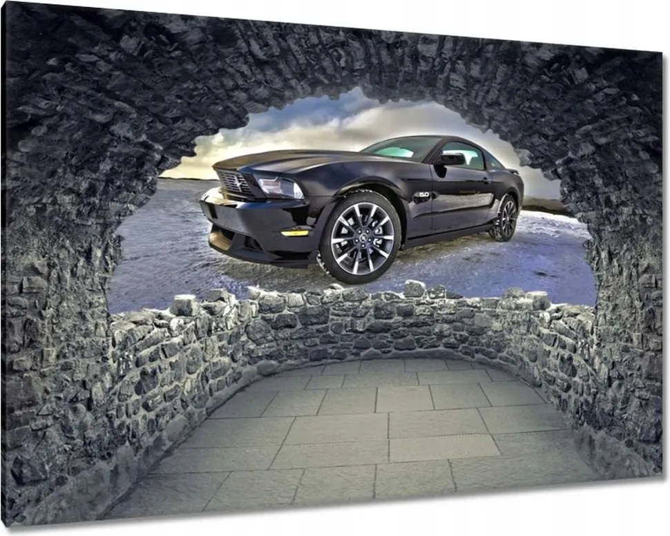 Vászonkép 60x40 Ford Mustang a hóban Autó Klasszikus Made in Usa
