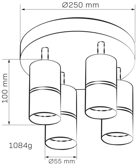 Spotlámpa BAMBOO 4xGU10/10W/230V fekete