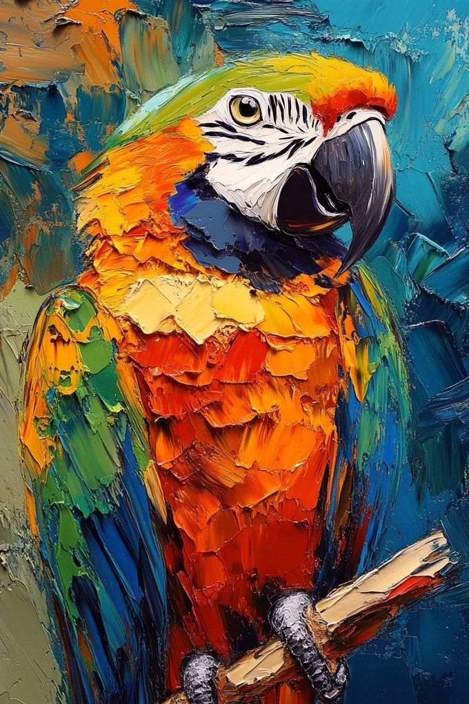 Canvas Vászonkép Olaj Színes Egzotikus Papagáj Ara Madár 80x120