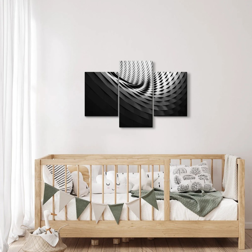 Absztrakt kép - fekete-fehér spirál (90x60 cm)