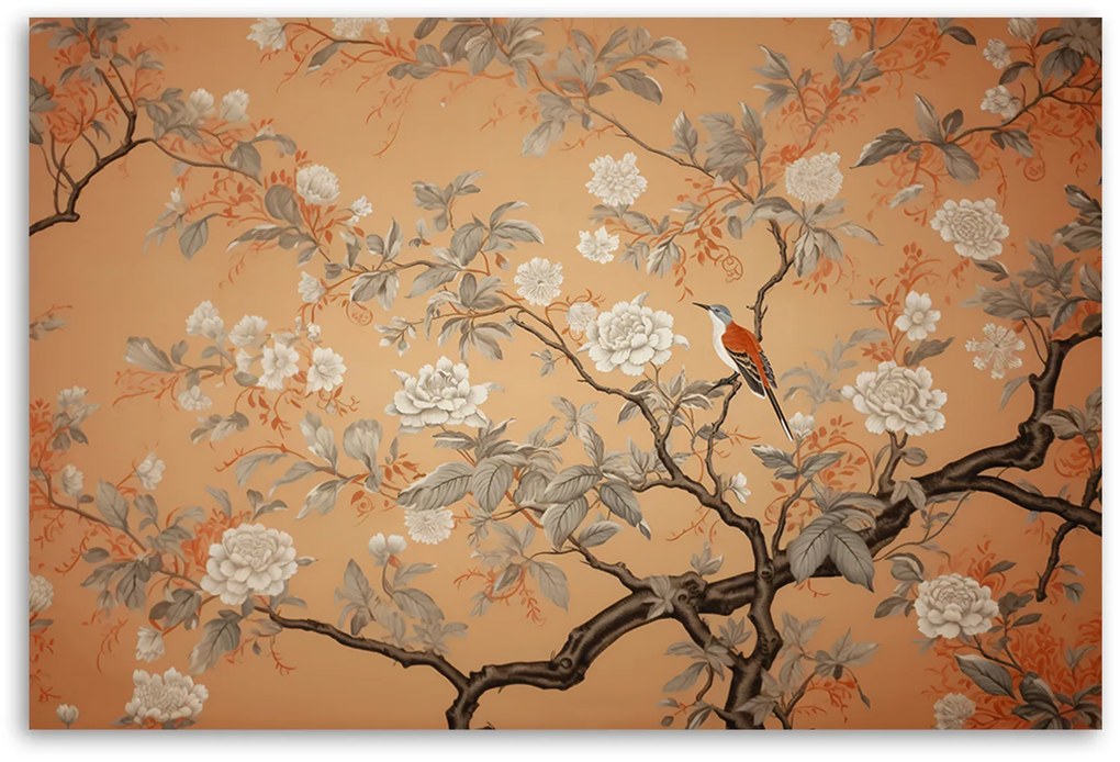Gario Vászonkép Madarak egy fa virággal Méret: 120 x 80 cm
