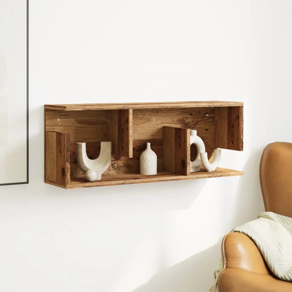 antik fa színű szerelt fa faliszekrény 80 x 20 x 30 cm
