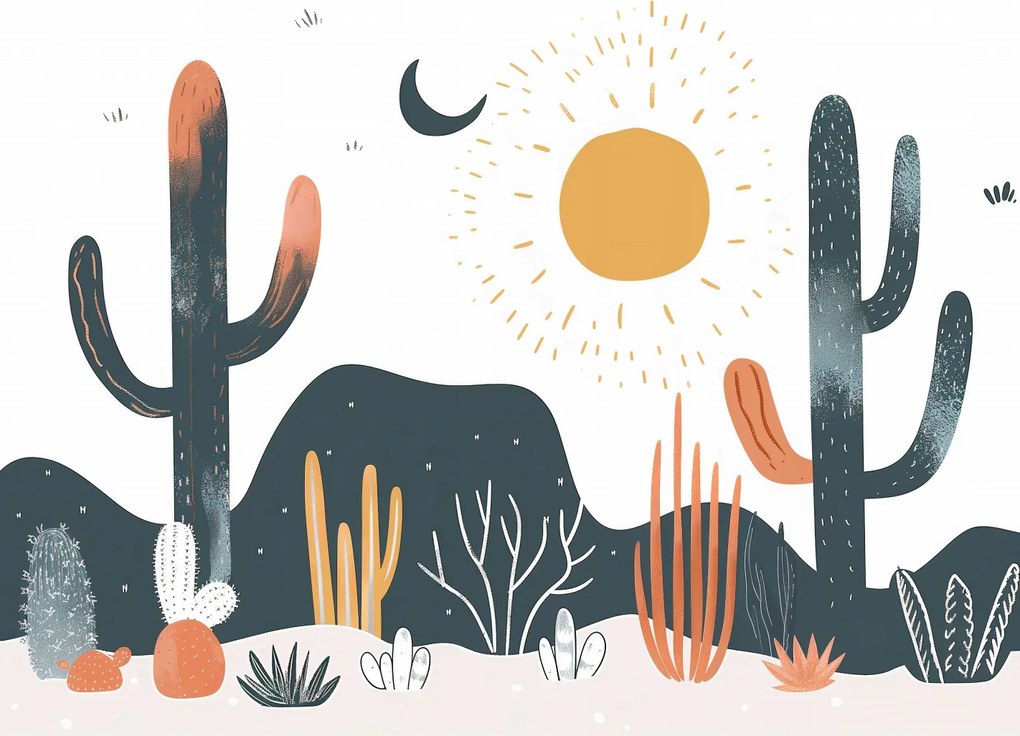 Poszter 100x75cm Kaktuszok a nap folyamán