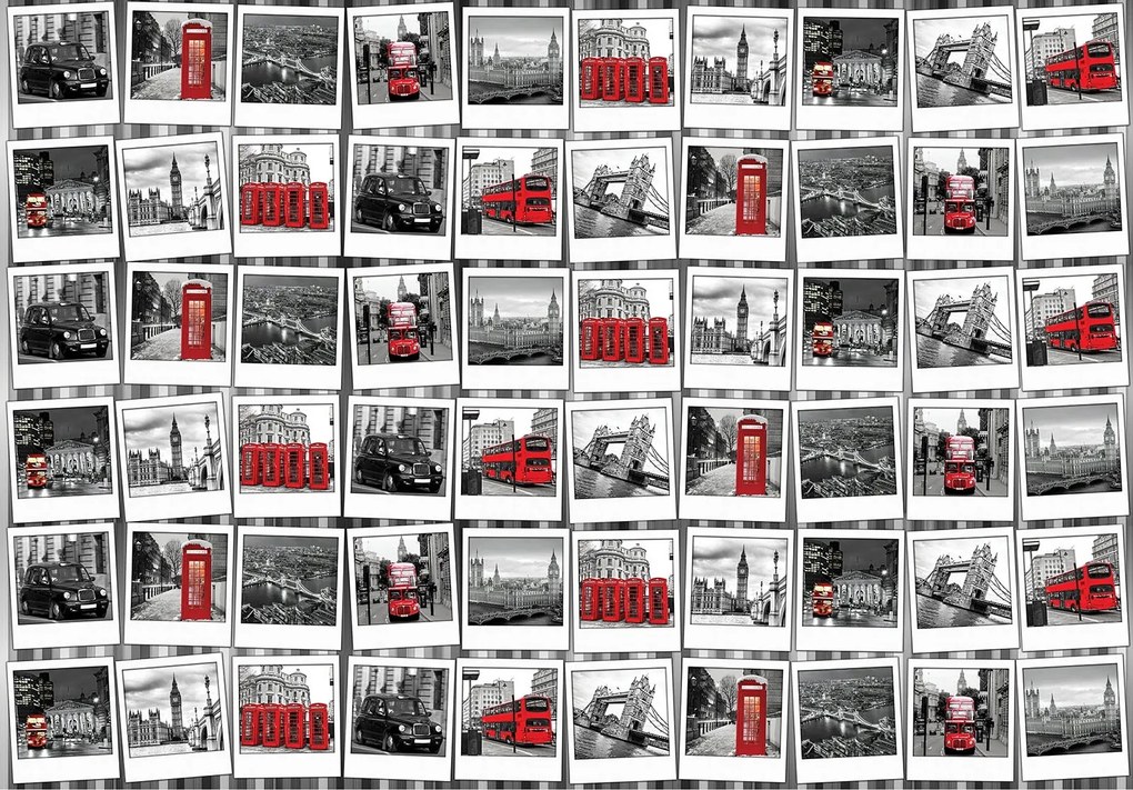 Fotótapéta London kollázs piros akcentus város ikonok 200x140 +ragasztó