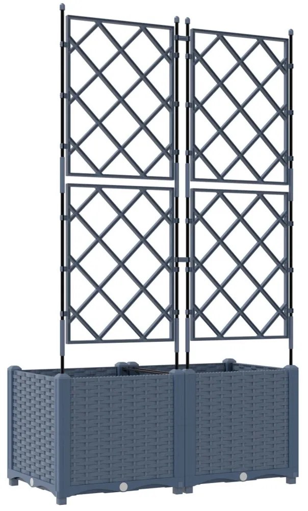 Trellis-szel ellátott Kerti Ültető 2 db Szürke 80x40x143 cm