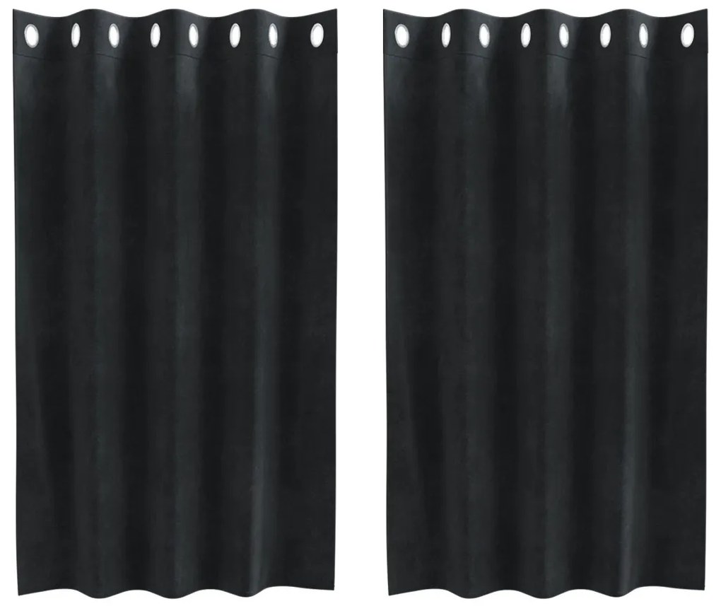Függönyök függönyökkel 2 pcs Fekete 140 x 140 cm Bársony
