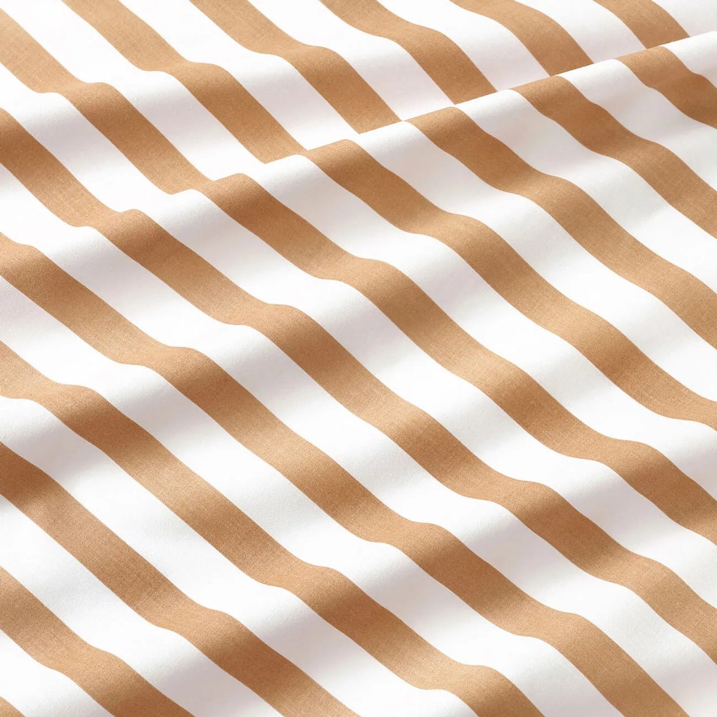 Goldea pamut gumis lepedő - őszi barna csíkos 120 x 200 cm