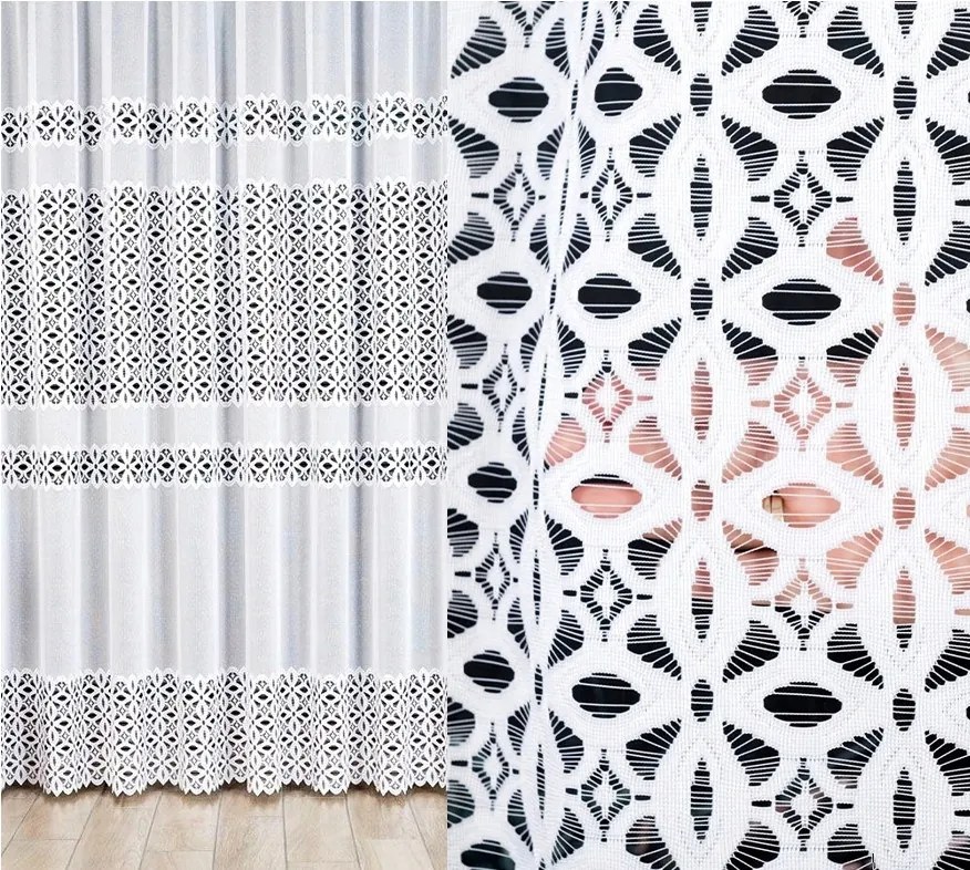 Jacquard függöny Adrianna 500x230cm egyenes virágmintás (kész) szegéllyel