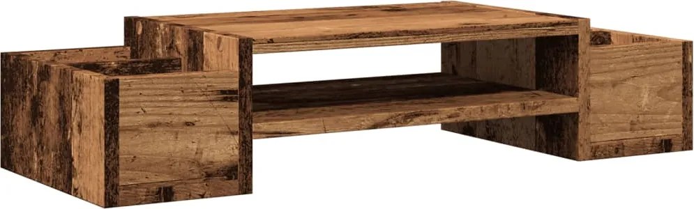 vidaXL antik fa színű szerelt fa monitorállvány tárolóval 70x27x15 cm