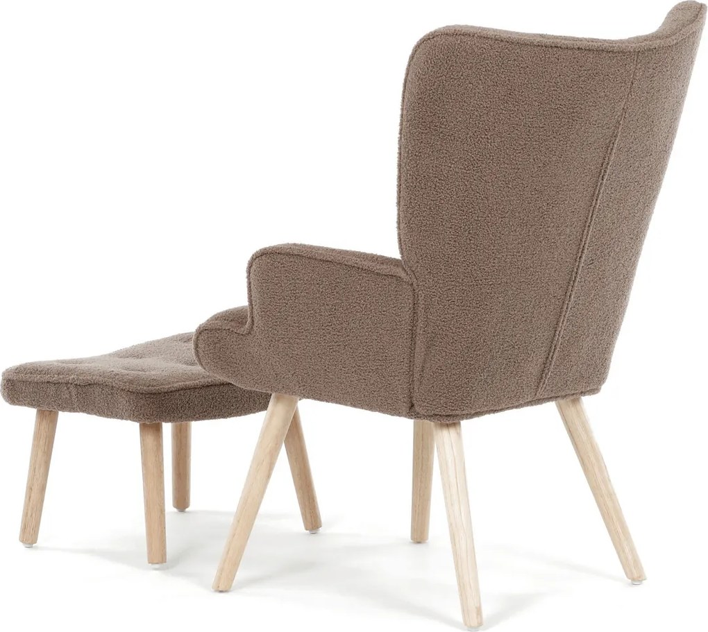 Barna relaxfotel, boucle szövet kárpitozással, AK-319 BR2