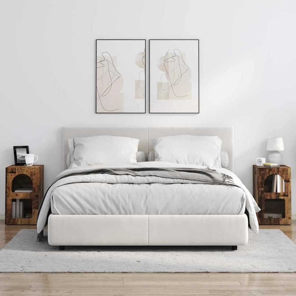 Éjjeli asztal 2 pcs Öreg fa 29.5 x 35 x 50 cm Faanyag