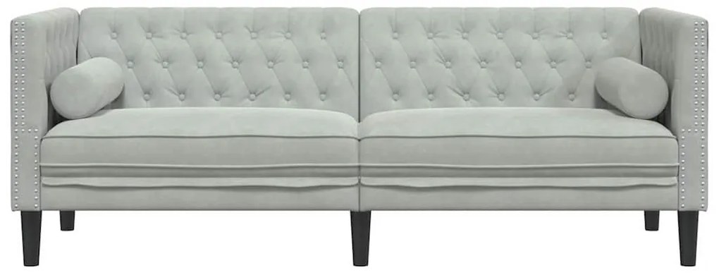 Chesterfield kanapé Világosszürke 194 x 74.5 x 70.5 cm Bársony