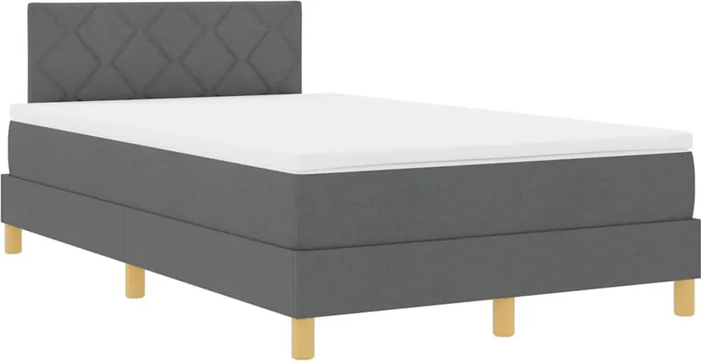 vidaXL LED Box Spring Ágy matracmal Sötétszürke 120 x 190 cm szövet