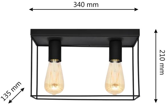 Mennyezeti lámpa FINN 2xE27/15W/230V fekete