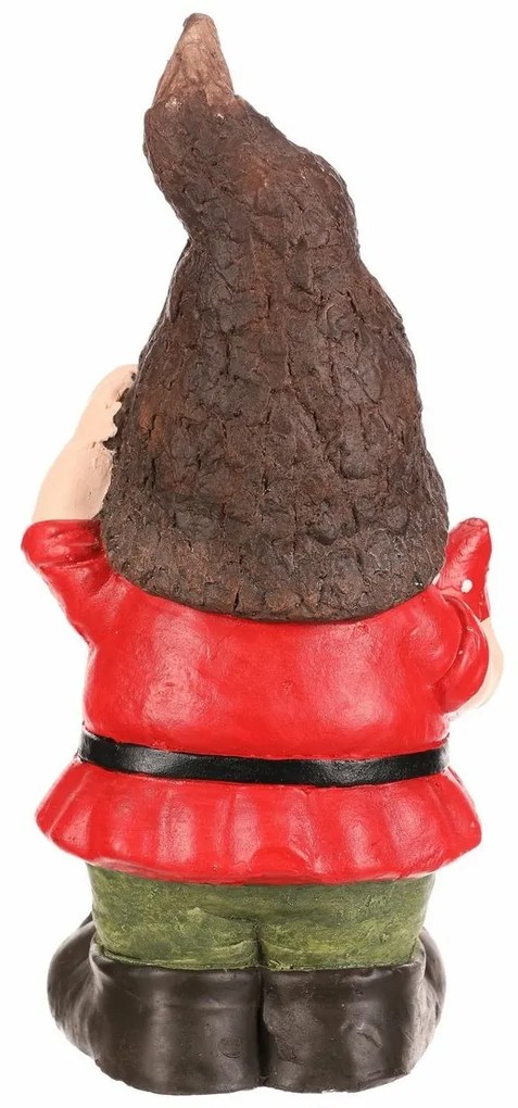 Kerti dekoráció Törpe piros kabátban, 19 x 18 x 42cm