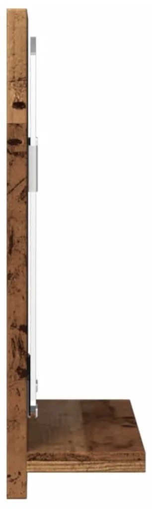 antik fa színű szerelt fa tükrös fürdőszobaszekrény 60x11x37 cm