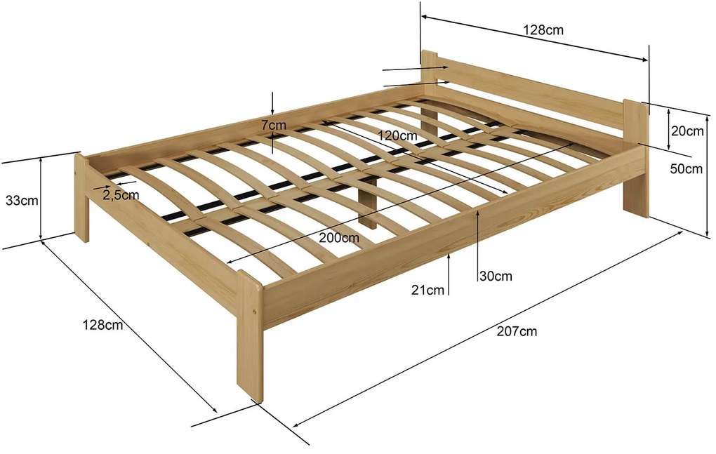 Fenyő ágy 120x200 Jasnena dió