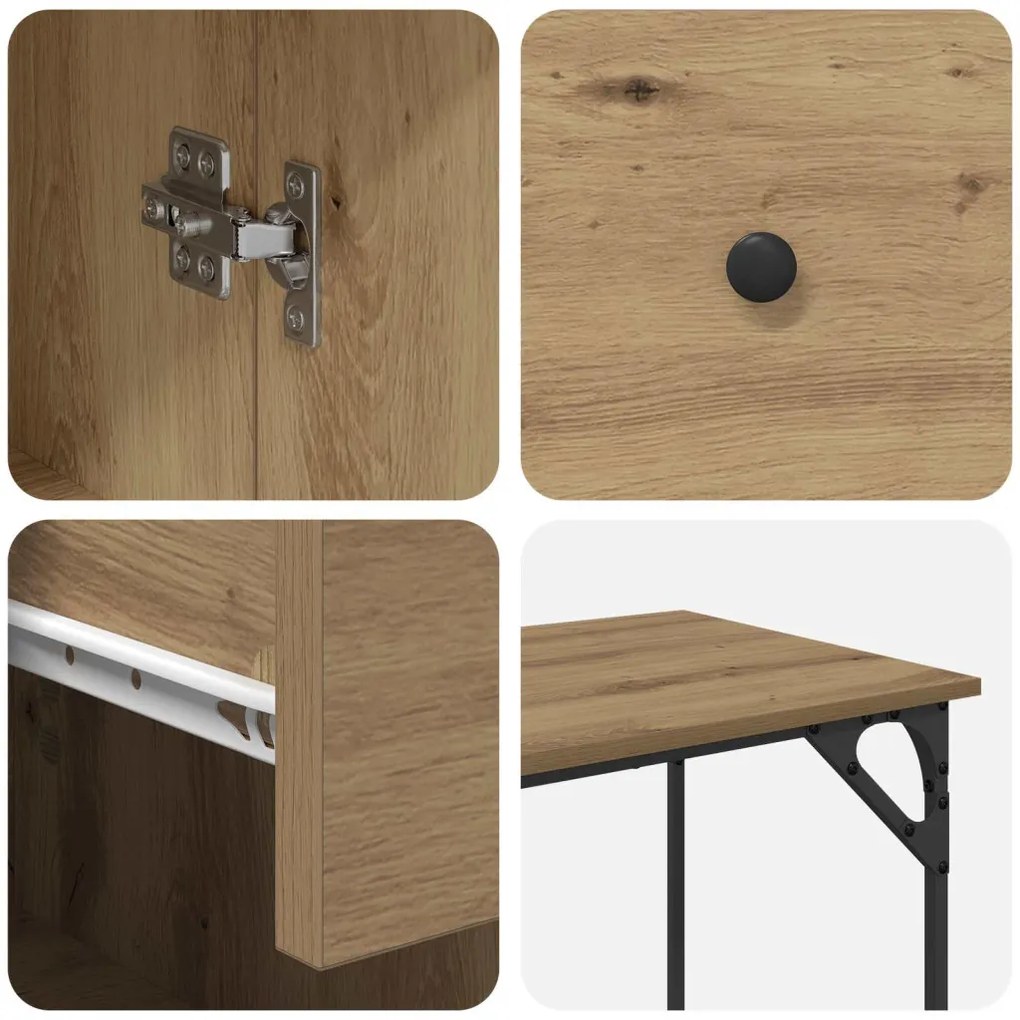 vidaXL Számítógépes asztal Artisan tölgy 131 x 48 x 75 cm Faanyag