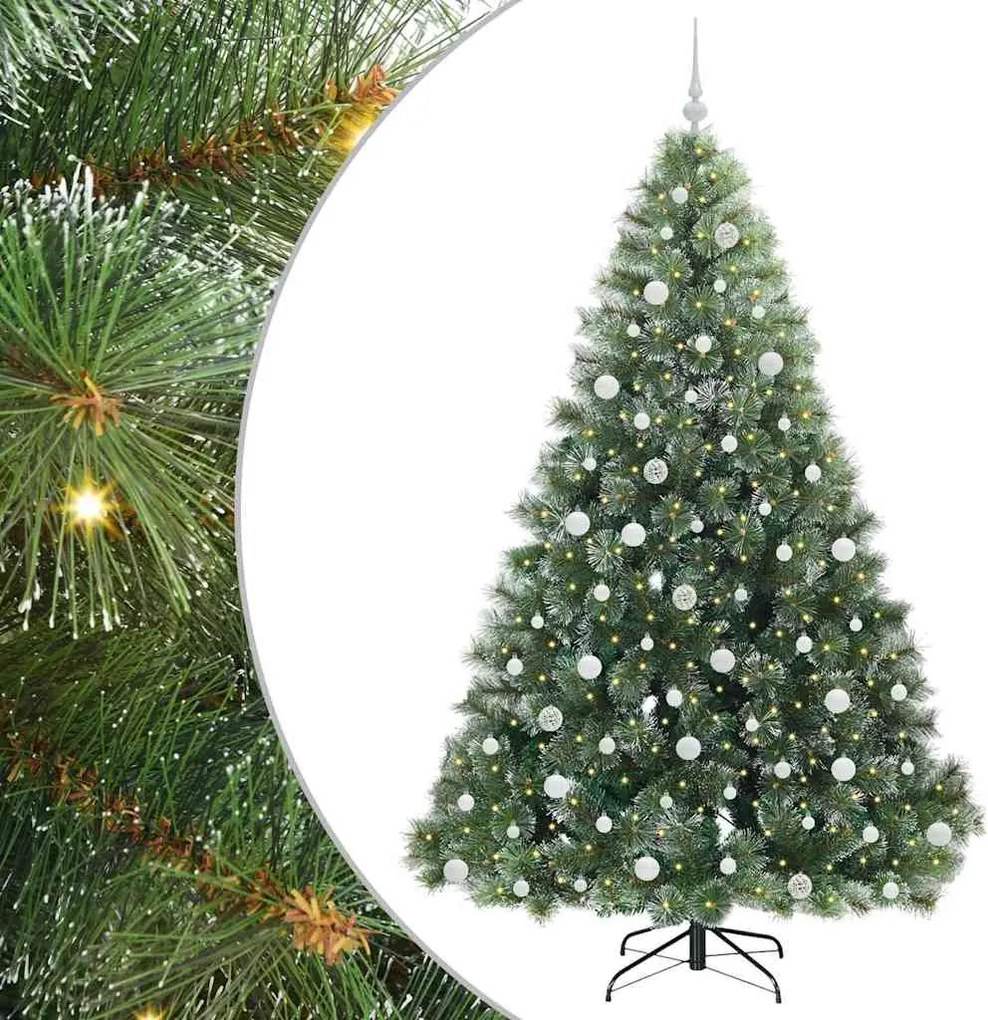 vidaXL Mű karácsonyfa 300 LED-del állvánnyal Zöld 210 cm PE és PVC