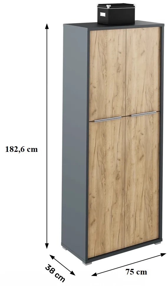 Polcosszekrény Hamila NEW TYP 07 (grafit + artrisan tölgy). 1028761