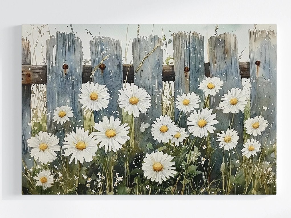 Vászonkép Canvas Rét Margaréta Vidéki Kerítés Vintage 60x40