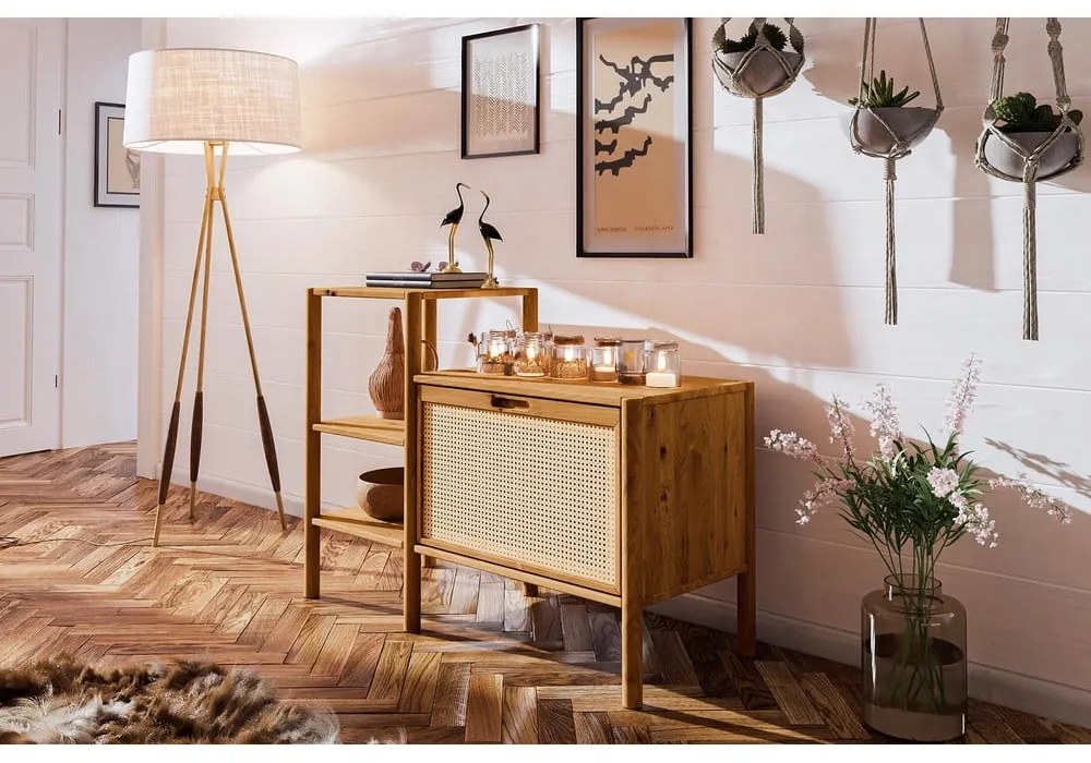 Natúr színű tölgyfa könyvespolc 115x86 cm Pola – The Beds