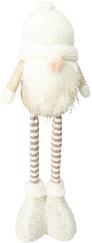 Álló karácsonyi manó Dorin, teleszkópos lábak, 48cm, krém színű