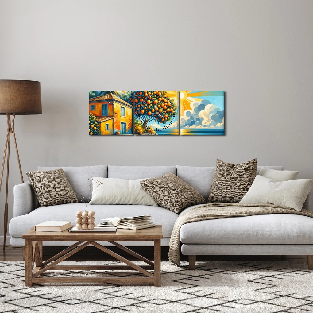 Kép - Ház narancsokkal I. (órával) (90x30 cm)