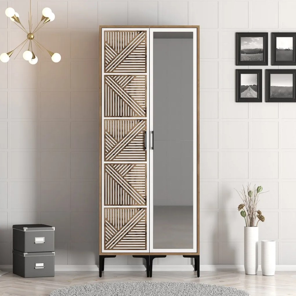 Kumsal gardróbszekrény, dió-fehér, 80 cm – TR845HCT5420