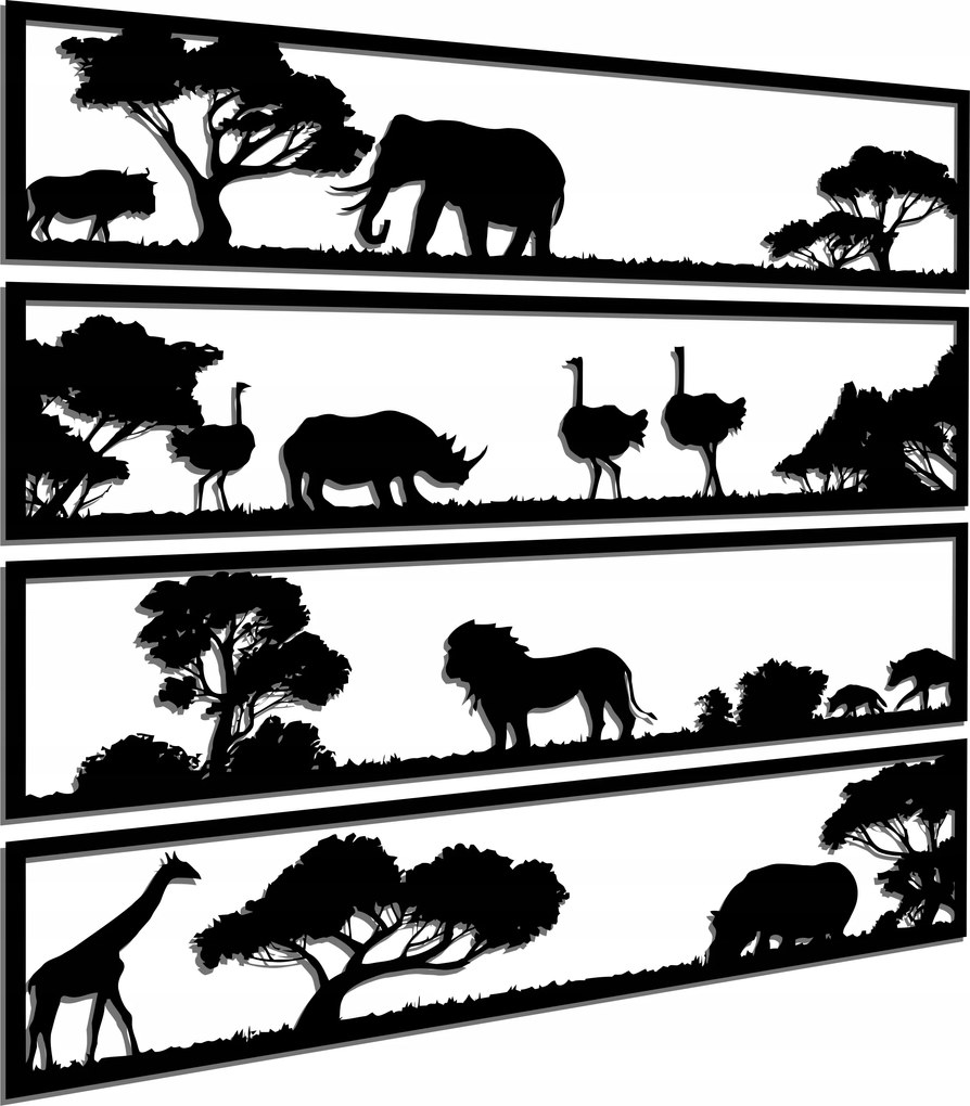 Áttört Falikép Afrika Állatok 100CM 3D