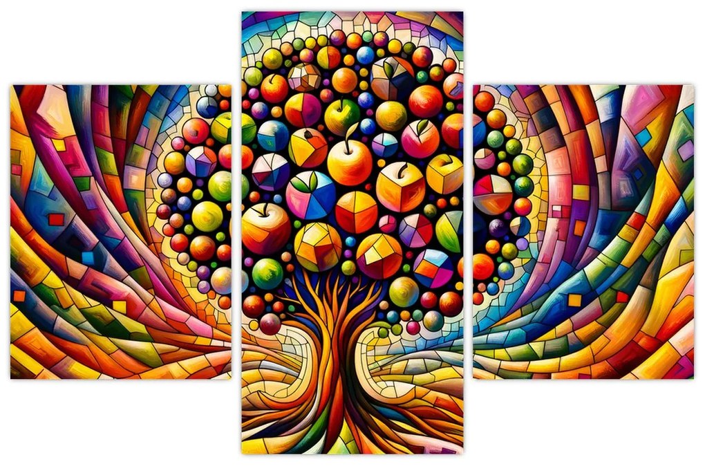 Kép – Színes fa almákkal (90x60 cm)