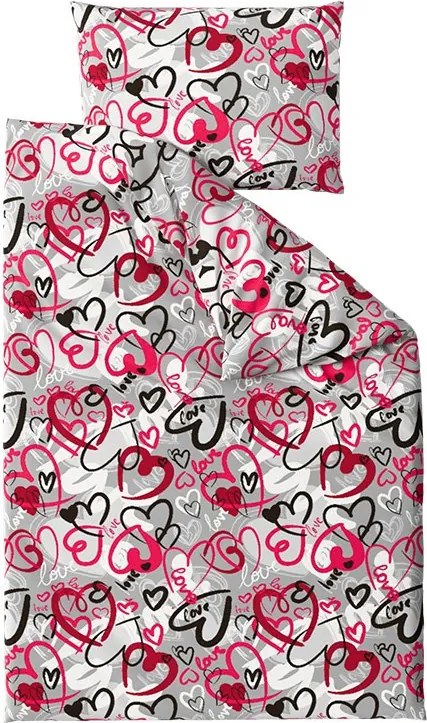 Polipamut ágyneműhuzat STREET LOVE POLY szürke Ágyneműhuzat mérete: 70 x 90 cm | 140 x 200 cm
