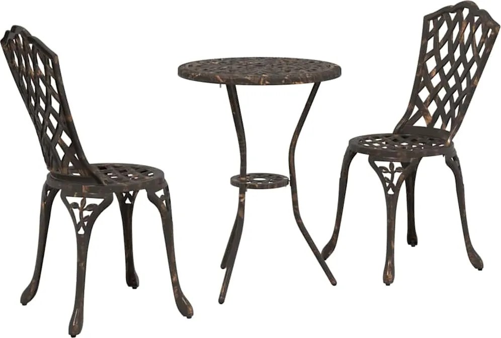 vidaXL Kert Bistro Készlet 3 pcs Bronz Alumínium