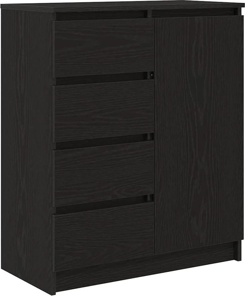 vidaXL fekete tölgy szerelt fa tálalószekrény fiókos 71x35x84 cm