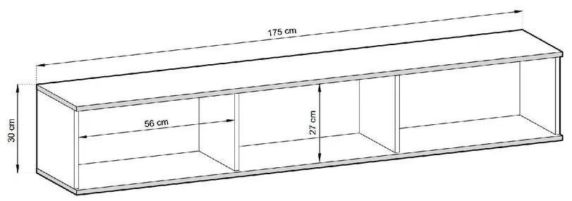 REFUGIO asztal TV alá - 175 cm, fekete márvány / fekete