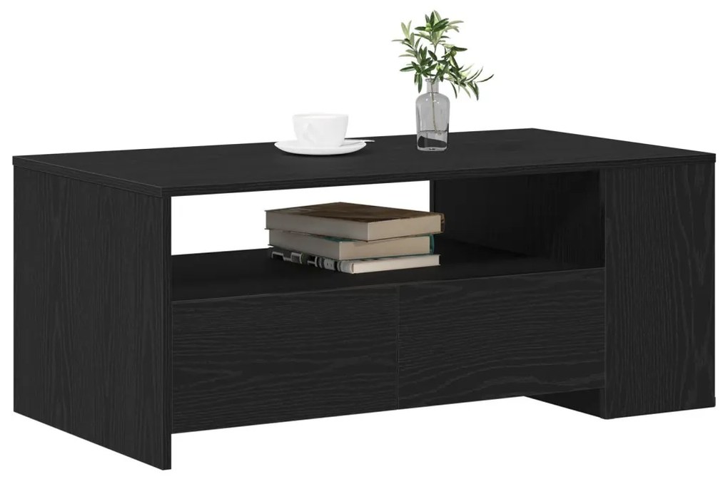 Fekete Tölgy Kávézó Asztal 102x55x43.5 cm Mérnöki Fából Készült