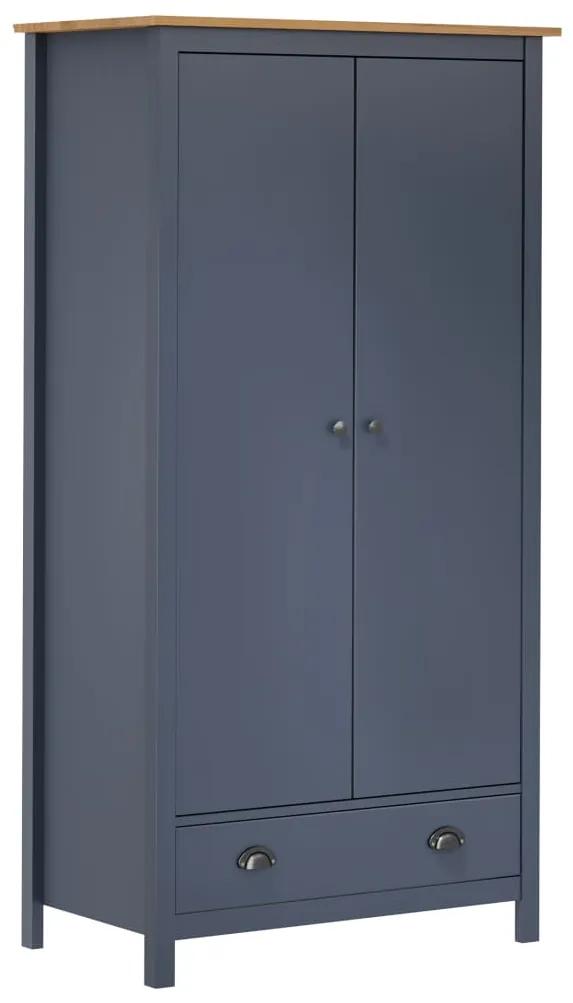 vidaXL Hill Range szürke 2 ajtós tömör fenyő ruhásszekrény 89x50x170cm