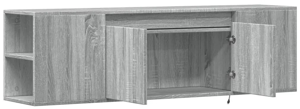 szürke sonoma színű fali TV-szekrény LED-del 135x31x39,5 cm