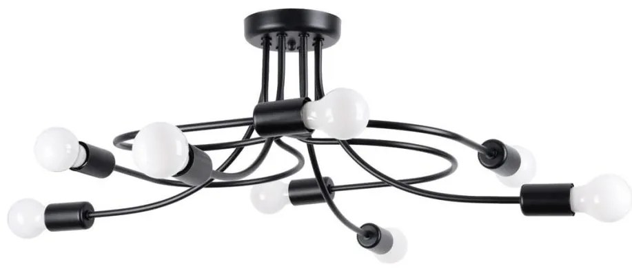 Sollux SL.1457 - Csillár rúdon LEVAR 8xE27/15W/230V fekete