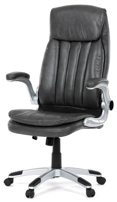 Szürke Ökobőr Irodai Főnöki Szék Hinta Mechanikával. KA-F1218 GREY