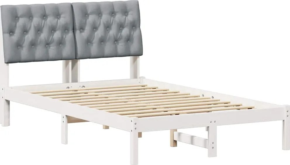vidaXL Ágykeret Kárpitozott Fejtámlával fejtámlával Fehér 120 x 200 cm
