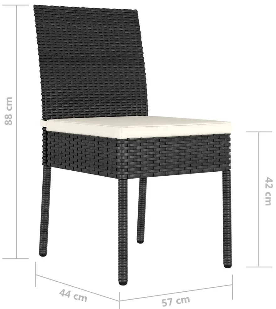 4 db fekete polyrattan kerti étkezőszék