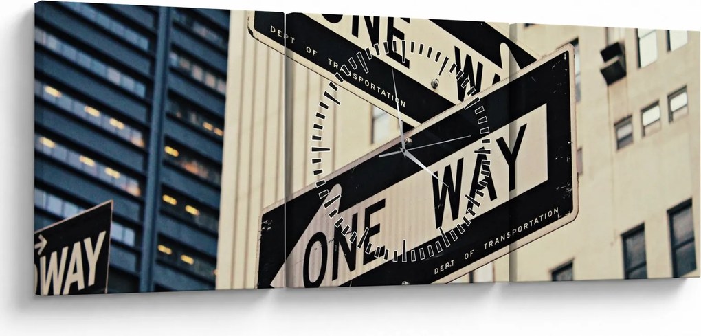 Kép - New York ONE WAY (órával) (90x30 cm)