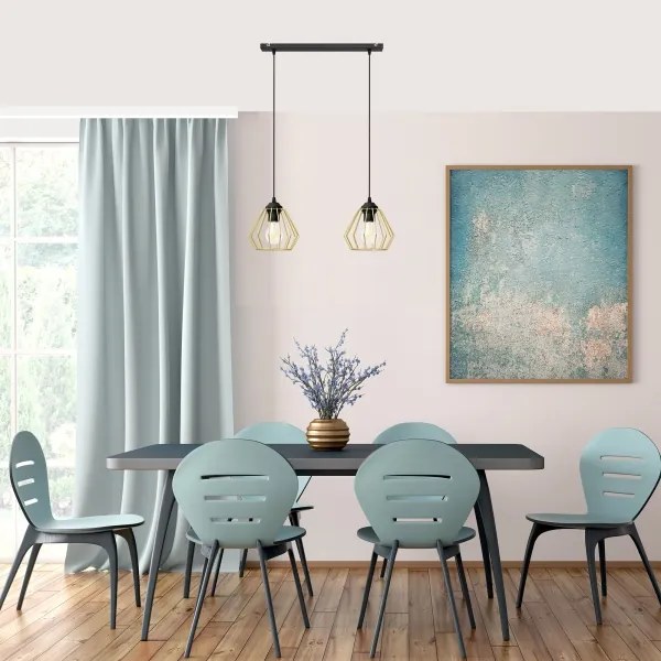 Csillár zsinóron AGAT 2xE27/15W/230V arany/fekete